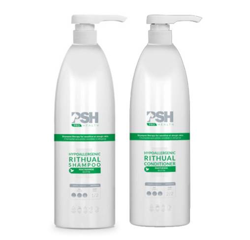 PSH – Pet Skin HealthCare – שמפו + מרכך היפואלרגני לעור רגיש Hypoallergenic Shampoo + Hypoallergenic Conditioner 1L