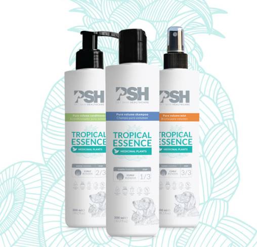 PSH – Pet Skin HealthCare – שמפו + מרכך + תרסיס לפרוות מתולתלות TROPICAL ESSENCE LINE