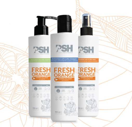 PSH – Pet Skin HealthCare – שמפו + מרכך + תרסיס לפרוות ארוכות FRESH ORANGE LINE